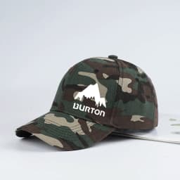 Burton Camouflage Mountain Print Baseball Cap—Adjustable Brim Outdoor Hat, Perfect for Camping and Outdoor Adventures