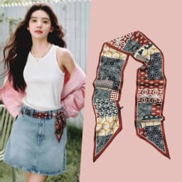 Luxury Long Neckerchief Skinny Hair Bands Women Silk Scarfs Fashion Headbands Bag Scarves Print Hairband Neck Scarf For Ladies