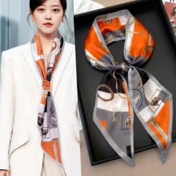 Luxury Long Neckerchief Skinny Hair Bands Women Silk Scarfs Fashion Headbands Bag Scarves Print Hairband Neck Scarf For Ladies