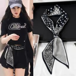 Luxury Long Neckerchief Skinny Hair Bands Women Silk Scarfs Fashion Headbands Bag Scarves Print Hairband Neck Scarf For Ladies