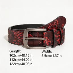 1pc women's vintage burgundy floral embossed belt, a versatile belt for dresses and jeans, suitable for everyday commuting