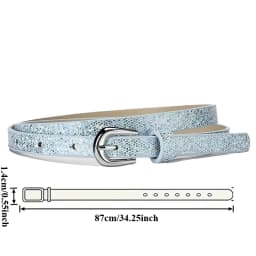 Fashion Sequin-Embellished Fine-Pin Buckle PU Belt: Women's High-End, Trendy Denim Over-the-Knee Belt Clothing Accessory