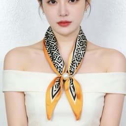 Luxury Design Magnetic Button Summer Silk Scarf Women Magnetic Pearl Necklace Scarves High End Matching Shirt Scarves Ladies