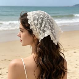 AWAYTR Korean Triangle Headband Short Skirt Butt Curtain Headscarf Lace Trim Small Apron Knitting Headband Stacked Women