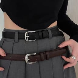 Fashionable Korean-Style Casual Leather Belt Versatile Minimalist Slim-Fit Belt for Wome Retro Everyday Dresses School Uniforms