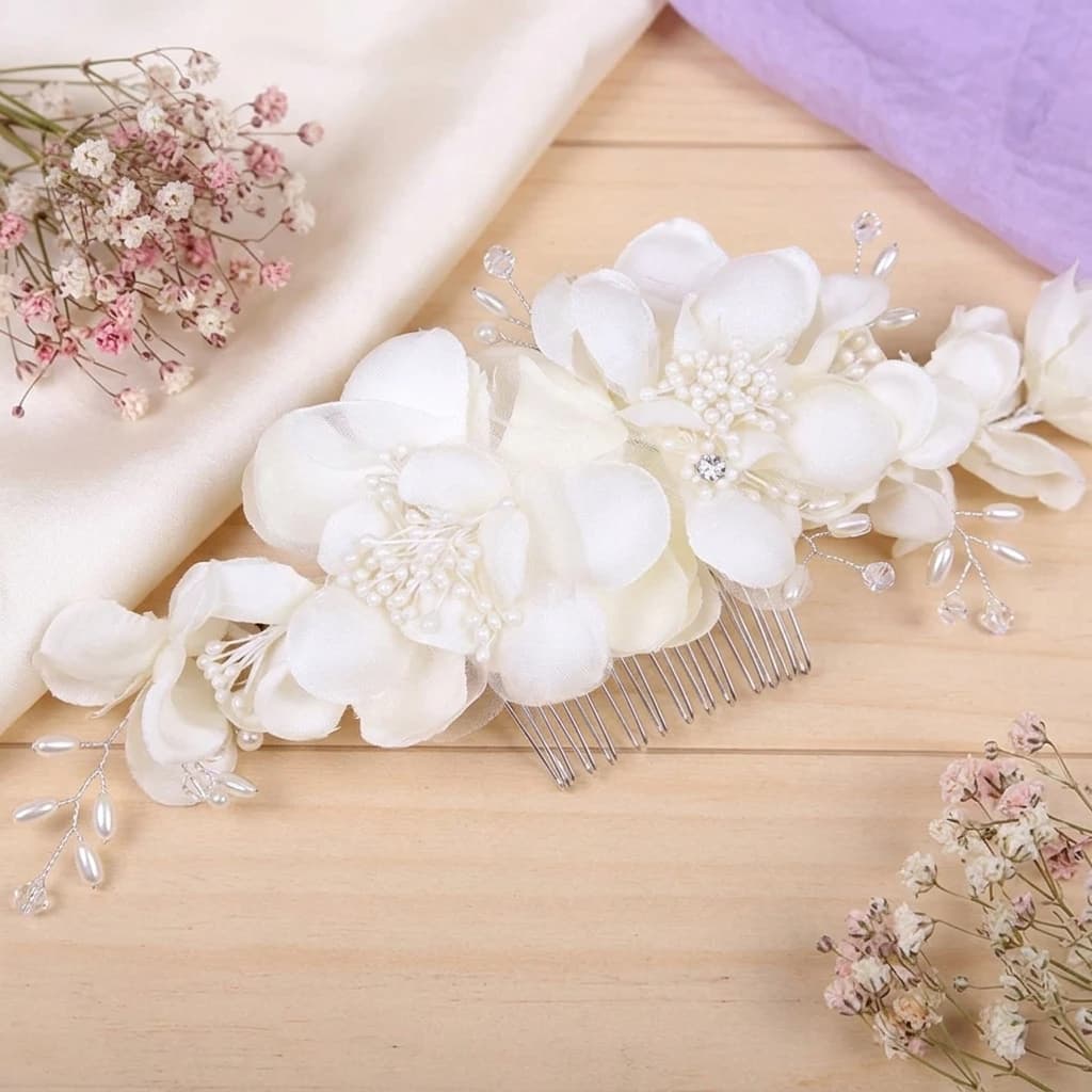 Bridal Hair Comb with Rhinestones and Pearls Elegant Wedding Updo Bridal Headdress Hair Styling Accessory