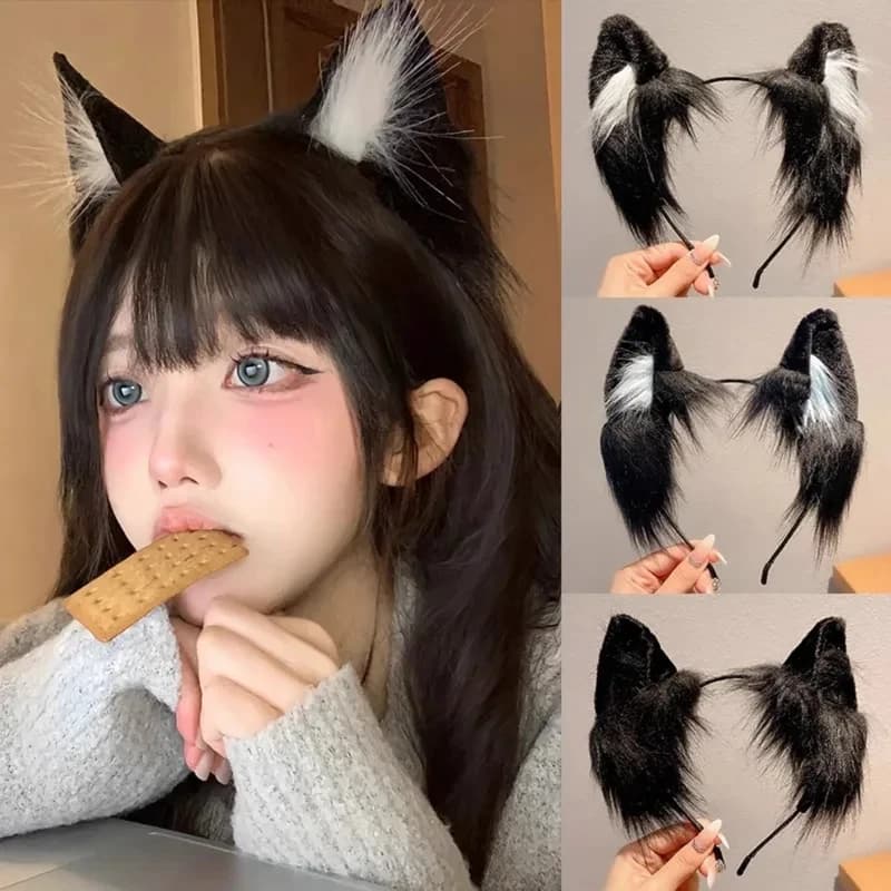 Cute Plush Cat Ear Headband - 1pc Christmas Holiday Dress Up Animal Ear Hoop for Kids Hair Accessories