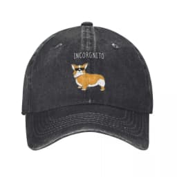 Incorgnito Corgi Dog Pun Washed Denim Baseball Cap Adjustable Unisex Casual Outdoor Hat