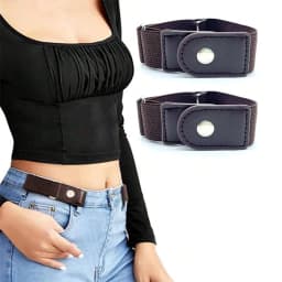 2pcs Set No Buckle Elastic Belt for Women Men Unisex Stretch Belt for Pants Jeans Casual Buckle Free Adjustable Invisible Belts