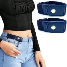 2pcs Set No Buckle Elastic Belt for Women Men Unisex Stretch Belt for Pants Jeans Casual Buckle Free Adjustable Invisible Belts