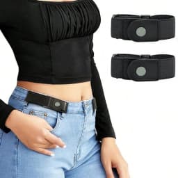 2pcs Set No Buckle Elastic Belt for Women Men Unisex Stretch Belt for Pants Jeans Casual Buckle Free Adjustable Invisible Belts
