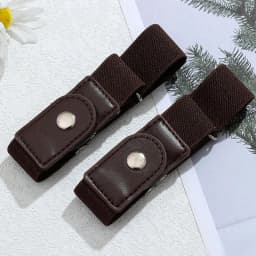 2pcs Set No Buckle Elastic Belt for Women Men Unisex Stretch Belt for Pants Jeans Casual Buckle Free Adjustable Invisible Belts
