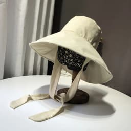 Fashion Tie Design Fisherman Hat Big Brim Foldable Sun Hat Cotton Linen Bucket Hat Outdoor Activities