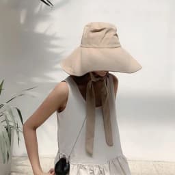 Fashion Tie Design Fisherman Hat Big Brim Foldable Sun Hat Cotton Linen Bucket Hat Outdoor Activities