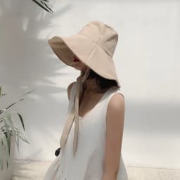 Fashion Tie Design Fisherman Hat Big Brim Foldable Sun Hat Cotton Linen Bucket Hat Outdoor Activities