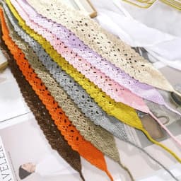 Boho Floral Headband Handmade Crochet Hair Scarf Solid Color Hollow Out Knit Hair Band