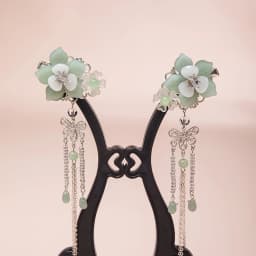 2pcs Romantic Blue Peony Hair Clips Vintage Hairpin Hair Accessories Flower Hanfu Headdress Tassel Pearl Barrettes Hair Jewelry