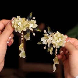 2pcs Romantic Blue Peony Hair Clips Vintage Hairpin Hair Accessories Flower Hanfu Headdress Tassel Pearl Barrettes Hair Jewelry