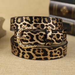 1 Piece of Women's Leopard Print PU Belt, Bohemian Style Belt, Metal Buckle, Simple, Atmospheric, Fashionable