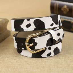 1 Piece of Women's Leopard Print PU Belt, Bohemian Style Belt, Metal Buckle, Simple, Atmospheric, Fashionable