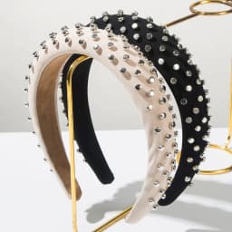 Sweet Cool Style High Crown Sponge Headband Korean Ins Wide Rivet Hair Hoop Fashion Versatile Female Hair Accessories