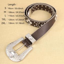 1 Piece Women's PU Coffee Metal Accessory Rhinestone Cross Chain Buckle Waistband Fashion Trendy Bohemian Style Belt Suitable Fo