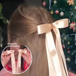 2pcs Bow Hair Clips Magnetic Women Mini Butterfly Hair Claw Style Strong Hold No-Slip Hair Ribbon Ponytail Holder Accessories