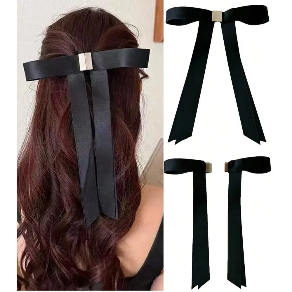 2pcs Bow Hair Clips Magnetic Women Mini Butterfly Hair Claw Style Strong Hold No-Slip Hair Ribbon Ponytail Holder Accessories