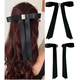 2pcs Bow Hair Clips Magnetic Women Mini Butterfly Hair Claw Style Strong Hold No-Slip Hair Ribbon Ponytail Holder Accessories