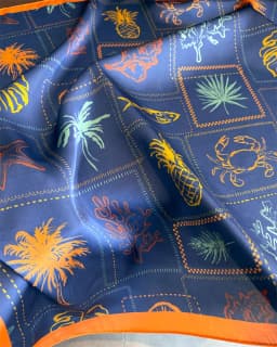 Blue Print Silk Square Scarf Women Luxury Soft Satin Shawl Hijab Neckerchief Female Hair Ribbon Headband Fashion Wrap Bandana