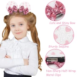 4Pcs Sequin Mouse Ears Hair Clips Glitter Hair Bows Cute Mice Ears Hair Clip Barrettes for Women Girls Hair Accessories for Part