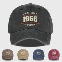 "Living Legend Since 1966" Washed Baseball Cap Adjustable Unisex Gift For 60th Birthday & Vintage Lovers