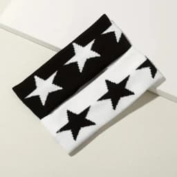 Five-Pointed Star Knitted Wide Headband: Trendy for Women, Kawaii Aesthetic Hairband Style, Daily Office Party Holiday Gift