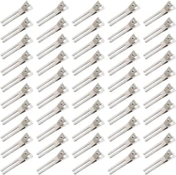 50pcs Hairdressing Double Prong Curl Clips 1.8" Curl Setting Section Hair Clips Metal Alligator Clips Hairpins for Hair Bow