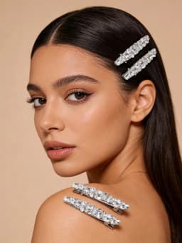 Luxury Full Crystal Rhinestone Hair Clip For Women Sparkly Alloy Duck Bill Clip Wedding Party Hair Accessories Girls Barrette
