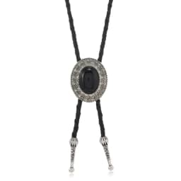Vintage Artistic Bolo Tie Necklace Antique Silver Turquoise Inlaid Retro Tie Necklace Round Disc Personality