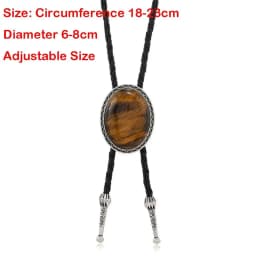 Vintage Artistic Bolo Tie Necklace Antique Silver Turquoise Inlaid Retro Tie Necklace Round Disc Personality