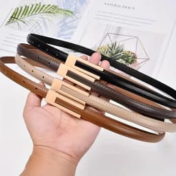 Women's Genuine Leather Belt Fashion Cowhide Waist Strap with Smooth Buckle Versatile Dress Decor Belt for Casual Formal Outfits