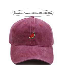 Retro Watermelon Embroidered Baseball Cap Visor Washed Cotton Sunscreen Hats Sun Protection Adjustable Peaked Cap Unisex