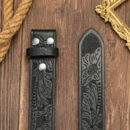 Men Western Pattern Embossed Belt Blank Strap, No Buckle Retro Cowboy Pu Leather Belt Replacement Strap