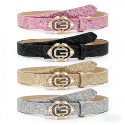 Women's Shiny Rhinestone Belt, Luxurious Crystal G-Type Buckle Belt, Perfect for Dresses and Jeans, Y2K Style Hip Hop Party Belt