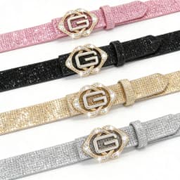 Women's Shiny Rhinestone Belt, Luxurious Crystal G-Type Buckle Belt, Perfect for Dresses and Jeans, Y2K Style Hip Hop Party Belt