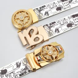 Men's Fashionable Automatic Belt with Rotating Buckle,Graffiti printPUBelt,Luxurious casual belt suitable for jeans and trousers