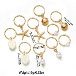 10PCS/set Sea Shell Braided Hair Rings Bohemian Vacation Style Hair Buckle Hip Hop Dirty Braid Personalized Casual Hair Clip