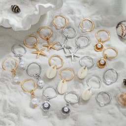 10PCS/set Sea Shell Braided Hair Rings Bohemian Vacation Style Hair Buckle Hip Hop Dirty Braid Personalized Casual Hair Clip