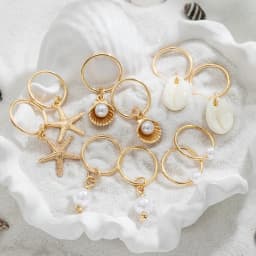 10PCS/set Sea Shell Braided Hair Rings Bohemian Vacation Style Hair Buckle Hip Hop Dirty Braid Personalized Casual Hair Clip