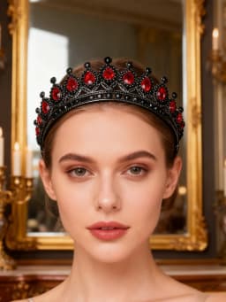 Retro Palace-Style Blue Diamond Crown Headband with Black Base, European and American Luxury Party Hair Accessory, Sparkling Headpiece for Evening Events