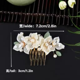 Tea Flower Hanfu Ancient Style Hair Accessories Set with Tassel Hairpin Plum Blossom Comb Step-Rock Edge Clip for Girls