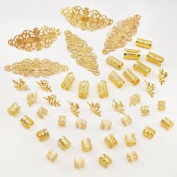45pcs Hollow Hair Rings-Large Openwork Adjustable Alloy Hair Cuffs, Artistic Boho Jewelry for Men & Women's Dreadlocks & Braids