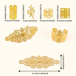 45pcs Hollow Hair Rings-Large Openwork Adjustable Alloy Hair Cuffs, Artistic Boho Jewelry for Men & Women's Dreadlocks & Braids